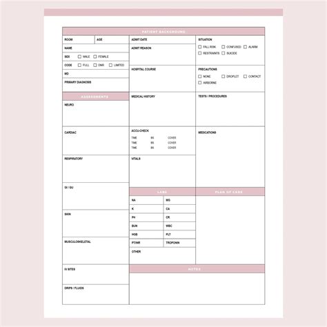 Nurse Report Sheet Printable