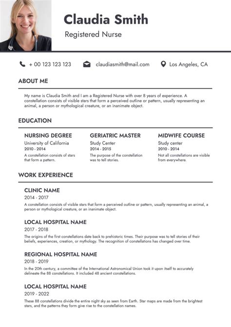 Nursing Curriculum Vitae Template