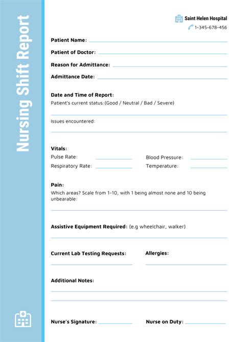 Nursing Shift Change Report Template