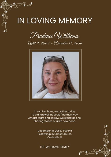 Obituary Cards Template