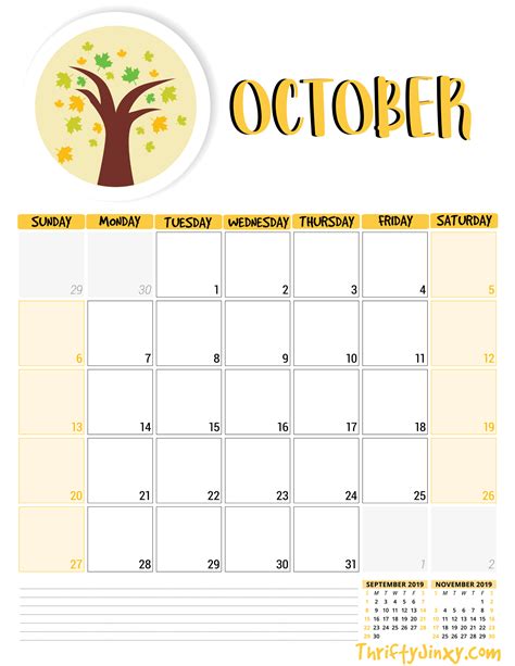 October Printable Calender