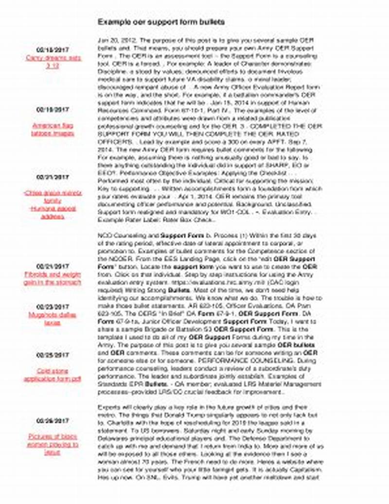Oer Support Form Example Bullets