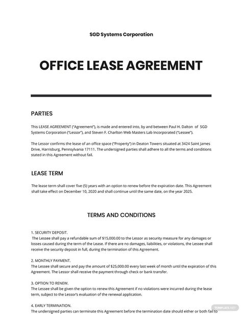 Office Lease Template
