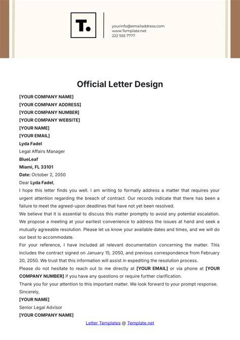 Official Letter Template Free