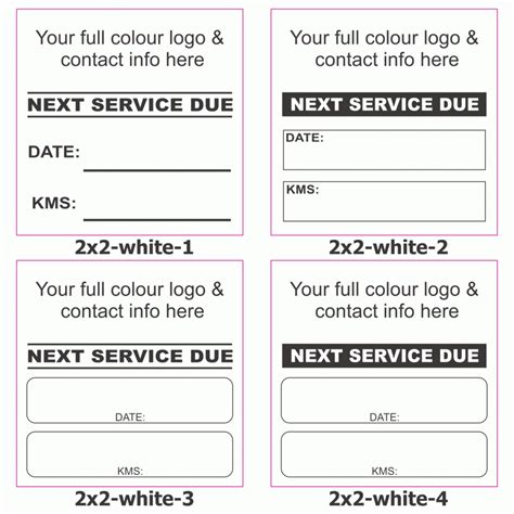 Oil Change Sticker Template