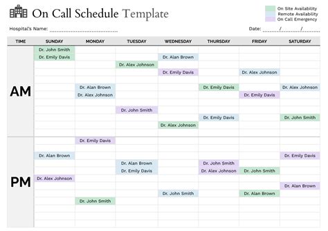 On Call Calendar Template