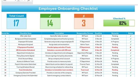 Onboarding Checklist Template Excel