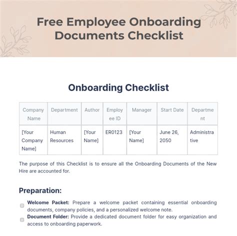Onboarding Document Template