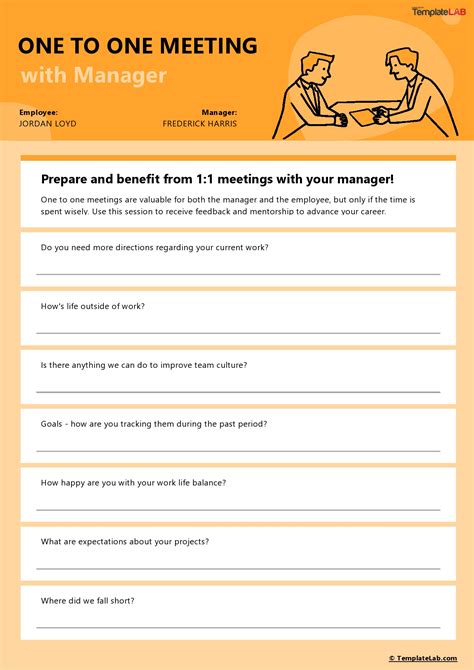 One On One Manager Meeting Template