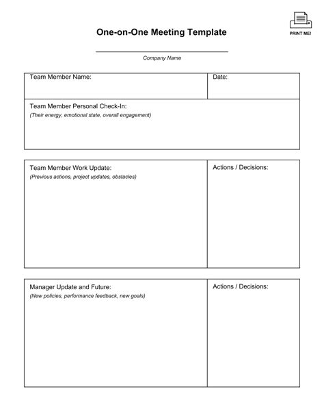 One On One Meeting Templates For Word