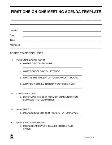 One On One Meeting With Employee Template