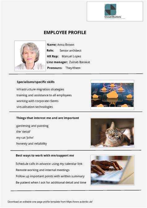 One Page Profile Template