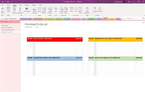 Onenote Task Tracker Template