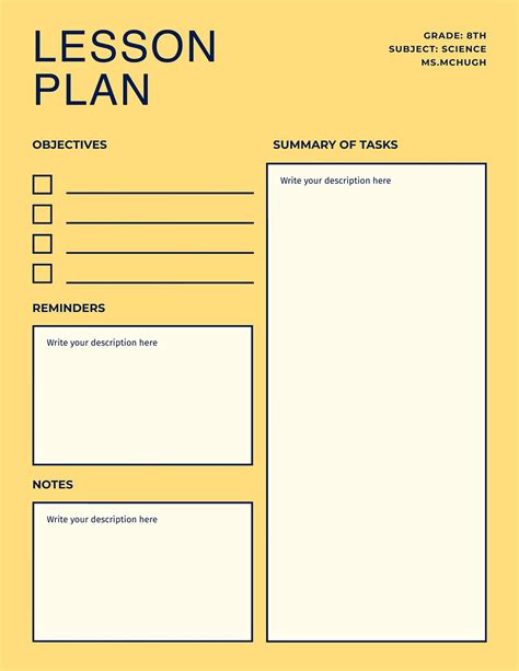 Online Lesson Plan Template