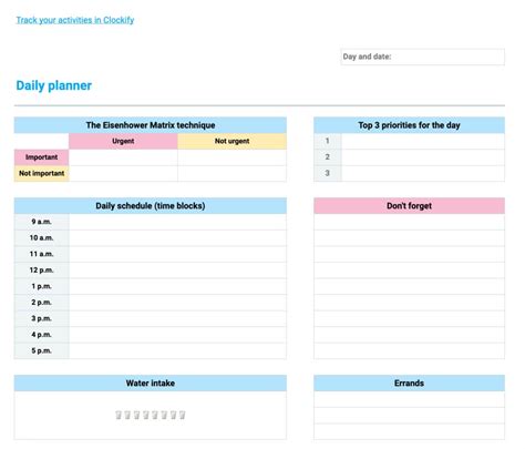 Online Planner Template