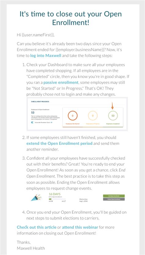 Open Enrollment Reminder Email Template