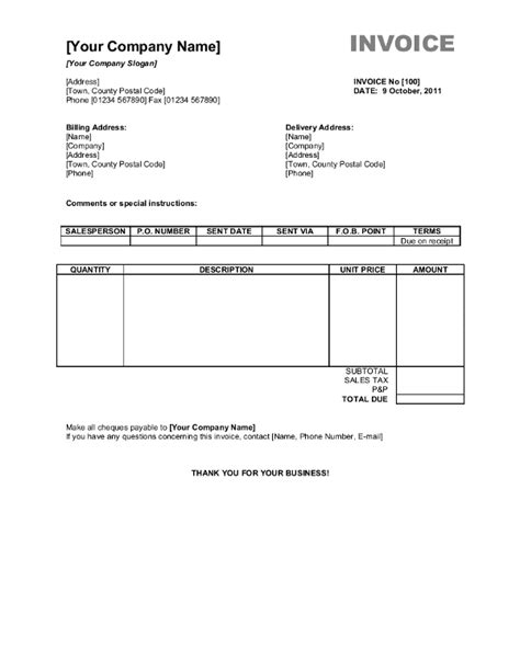 Open Office Invoice Templates