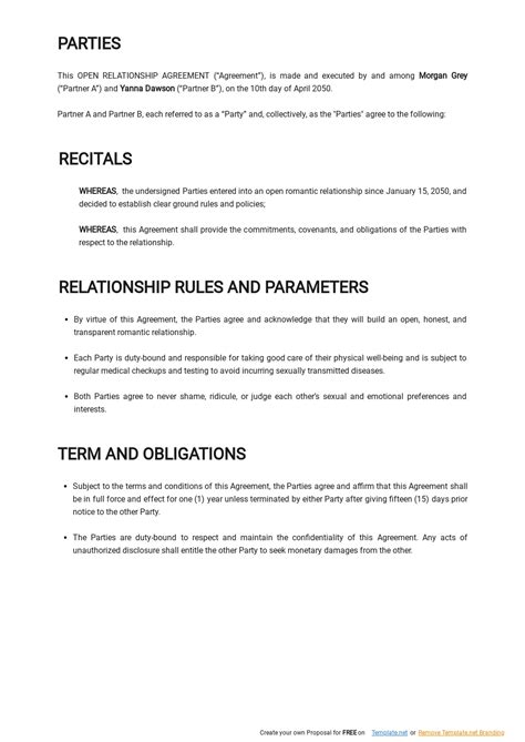 Open Relationship Agreement Template