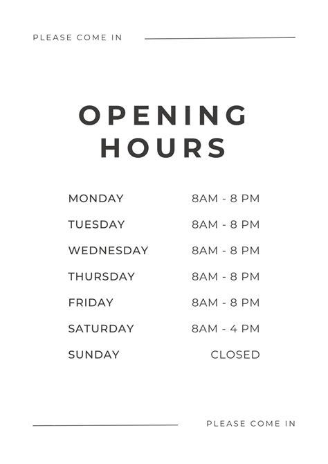 Opening Hours Template
