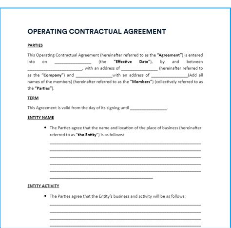Operating Agreement Template Free