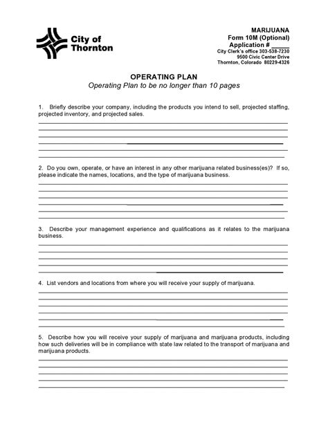 Operating Plan Template