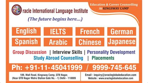 Oracle International Language Institute -Best Ielts, English, Spanish, French, OET, Chinese, PTE Classes in Kingsway Camp