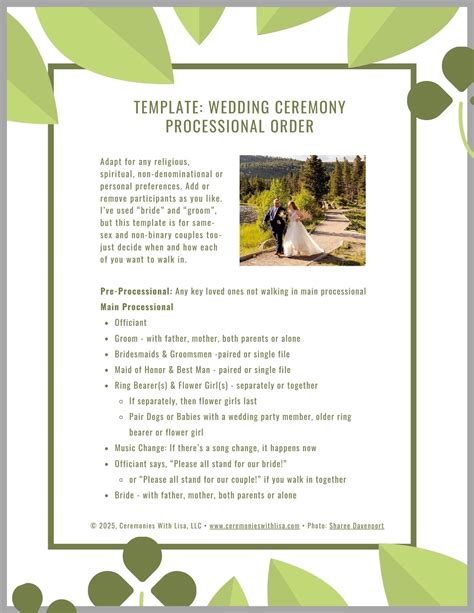 Order Of Ceremony Template