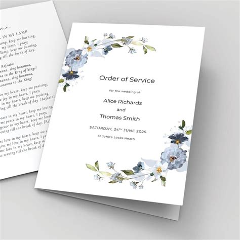Order Of Service Booklets Dusty Blue Template