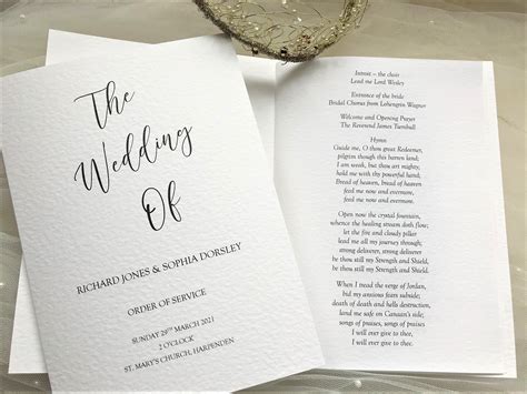 Order Of Service For Wedding Template