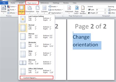 Orientation Page Layout Microsoft Word