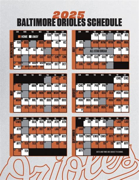 Orioles Printable Schedule