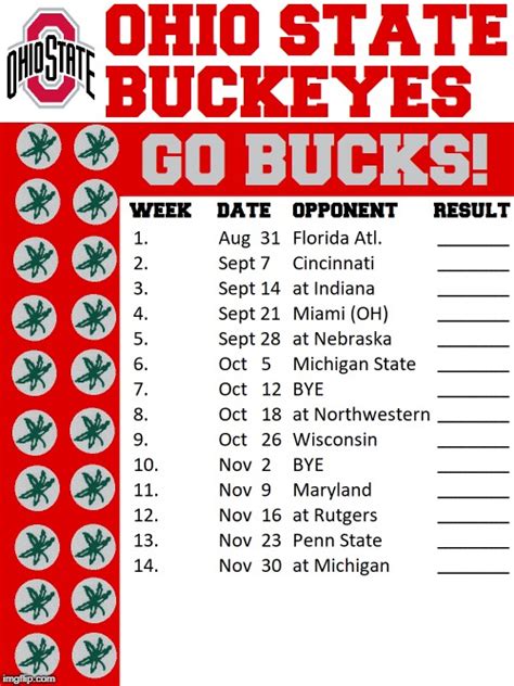 Osu Football Schedule Printable