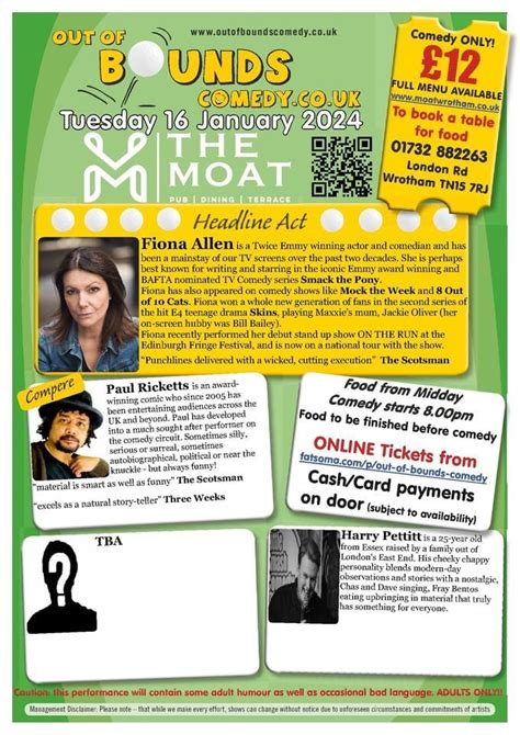 Out of Bounds Comedy at The Moat Wrotham