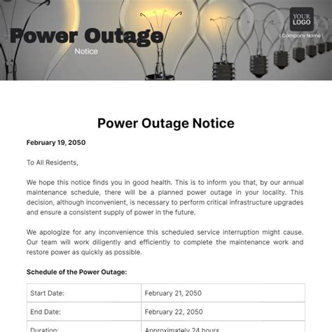 Outage Email Template