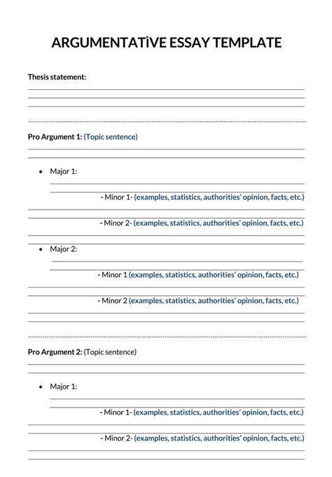 Outline Argumentative Essay Template