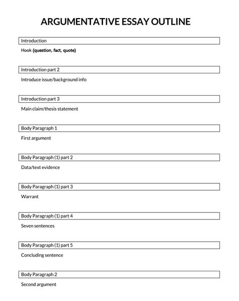 Outline Template For Argumentative Essay
