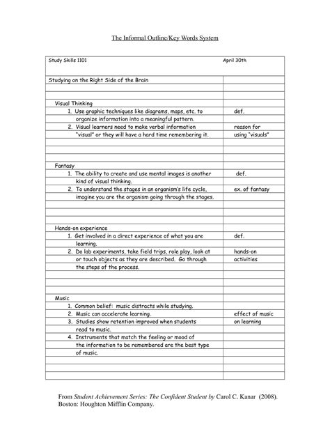 Outline Template For Notes
