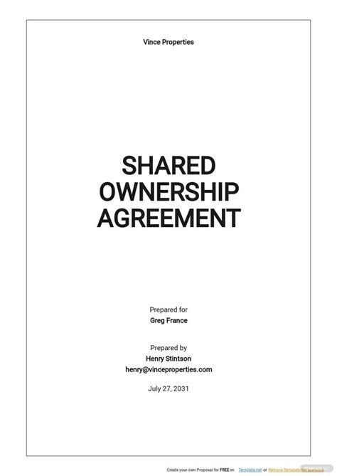 Ownership Agreement Template