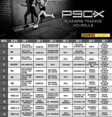 P90x Workout Calendar Printable