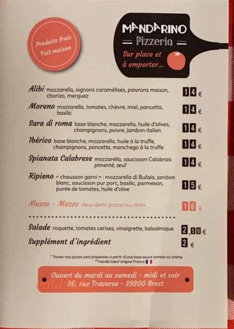 PIZZERIA MANDARINO à Brest