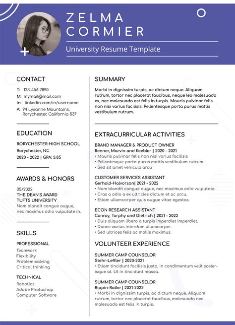 Pace University Resume Template