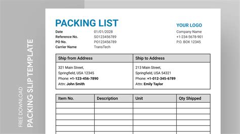 Packing List Template Google Docs