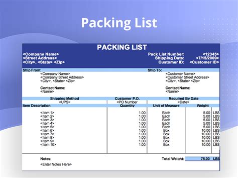 Packing List Template In Excel