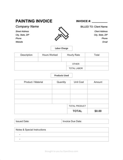 Painting Invoice Template