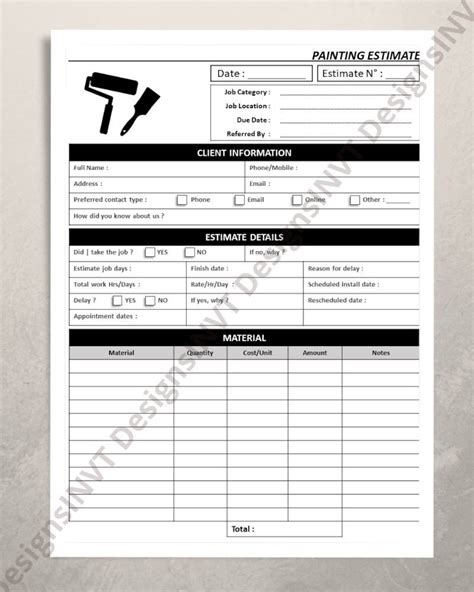 Painting Work Order Template
