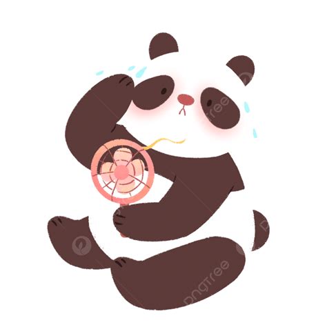 Panda Holding a Fan Label