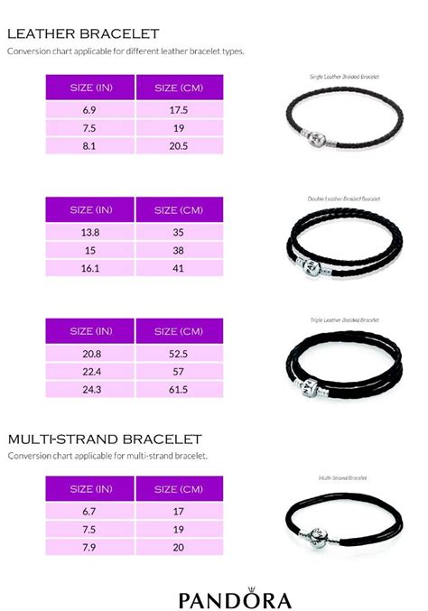 Pandora Size Chart Bracelet