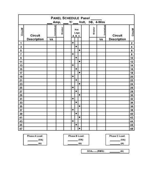 Panel Schedule Template Excel