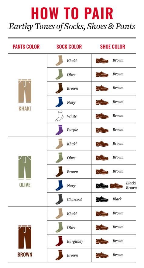 Pants Shoes Color Chart