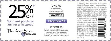 Paper Store 30 Off Coupon In-store Printable